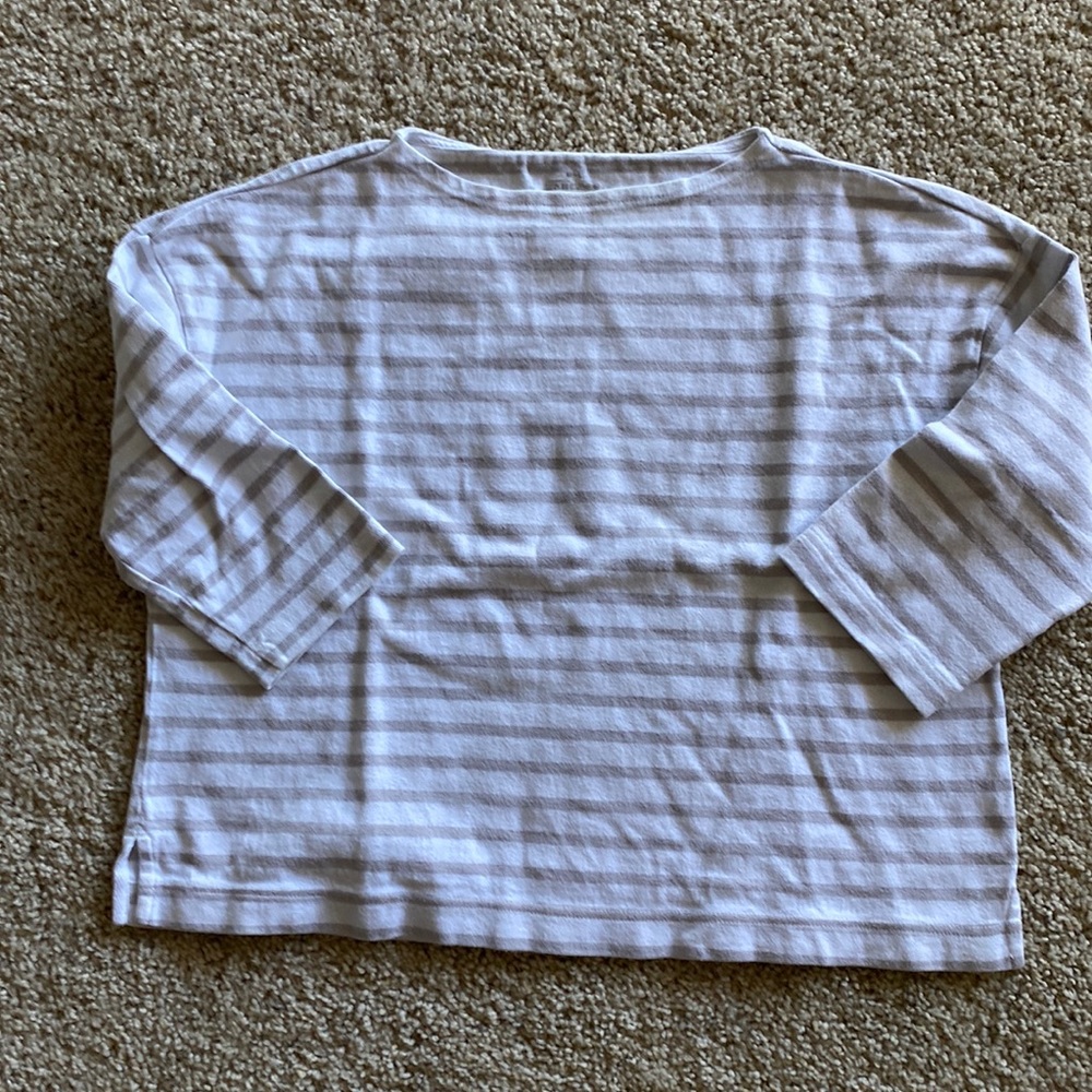 MUJI Women’s top ( beige stripe and green stripe ) size M